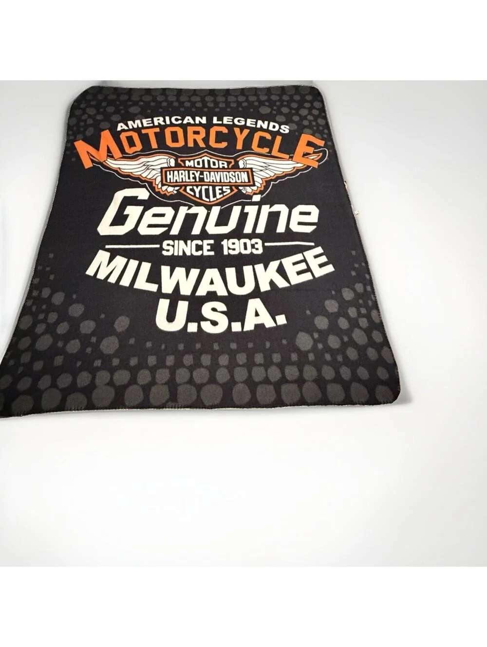 Harley Davidson Fleece Throw Bar and Sheild Black with White Wings 44